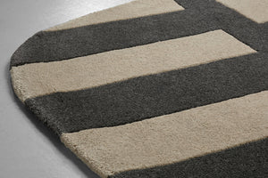 Kamo wool pile rug 140x170cm | natural beige/dark gray