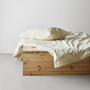 Uni Ruutu bed linen set | undyed/green