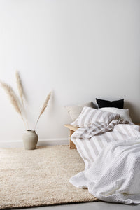 Vilja wool linen shaggy rug 140x200 cm | natural white