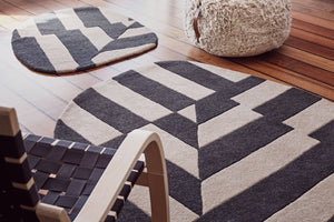 Kamo wool pile rug 90x110cm | natural beige/dark gray