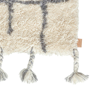 Kara wool shaggy rug 140x200 cm | natural white/gray