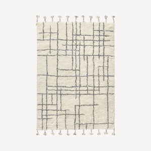 Kara wool shaggy rug 170x240 cm | natural white/gray