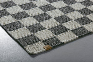 Pikkuruutu wool rug 80x200cm | natural white melange/natural black