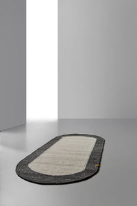 Raami wool rug 80x200cm | natural white melange/natural black