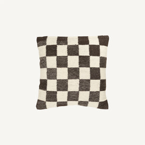 Ruutu decorative cushion 50x50 | dark brown/natural white