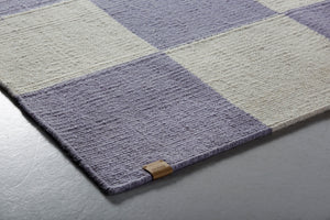 Ruutu wool rug 204x306cm | natural white melange/lilac