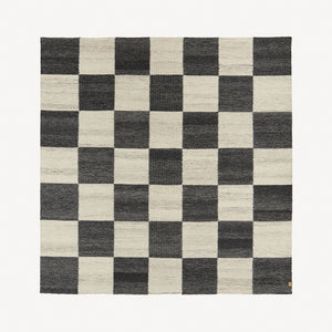 Ruutu wool rug 240x240cm | natural white melange/natural black