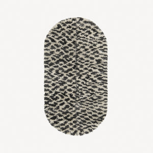 Siipi shaggy wool rug 160x300cm |  natural white melange/natural black